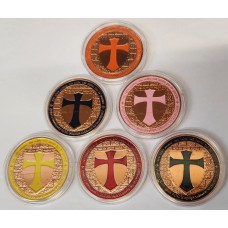 MASONIC KNIGHT TEMPLAR . SIX 6 TOKENS IN COPPER